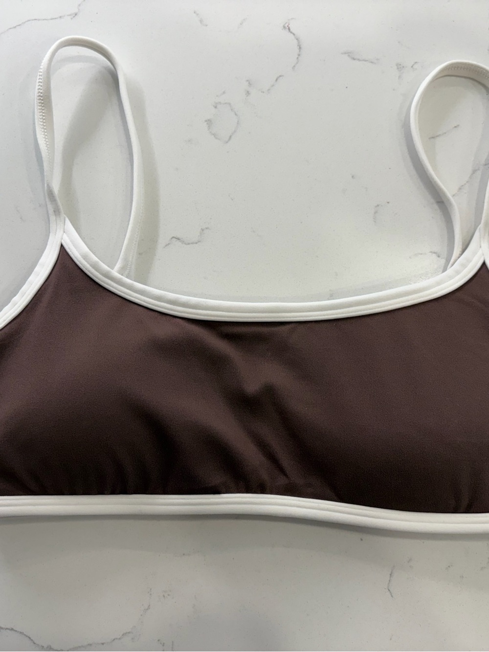 aerie Brown Sports Bralette with White Trim